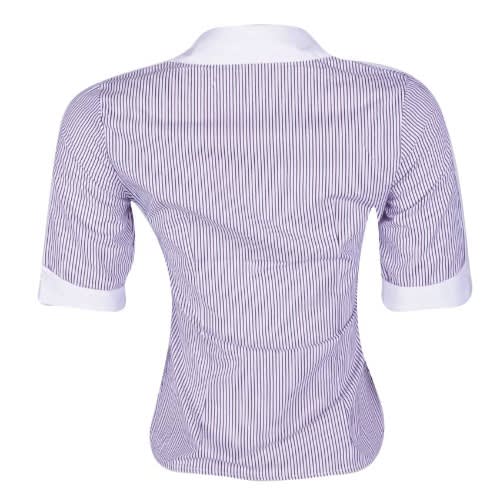 Striped Short Sleeve Blouse- Grey