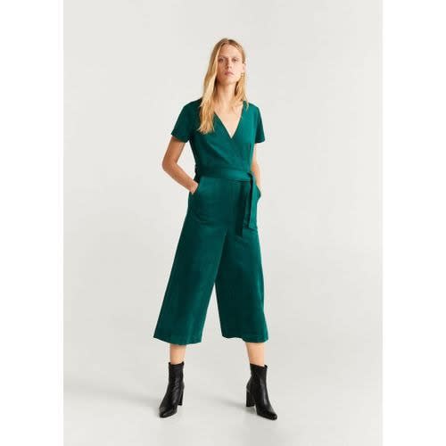 Belted Suede Jumpsuit- Green