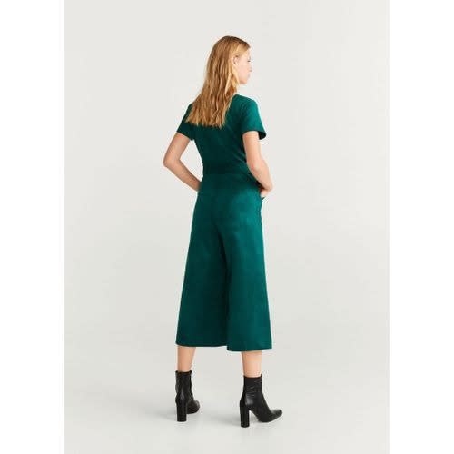 Belted Suede Jumpsuit- Green