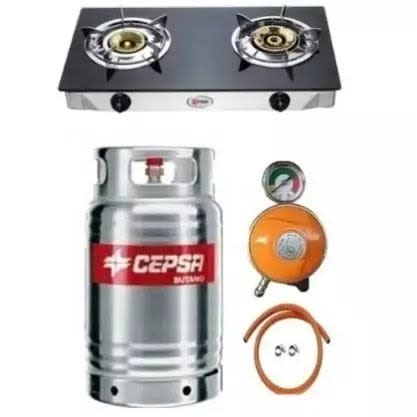 4 In 1 Kitchen Bundle - 12.5kg Cylinder With Table Top Burner + Hose & Gas Metered Regulator