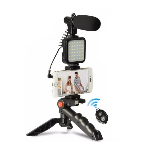 Video Making Kit - With Tripod Stand -  Remote - Led Light - Microphone