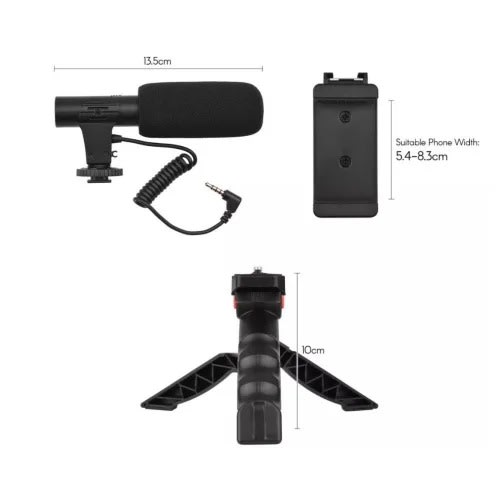 Video Making Kit - With Tripod Stand -  Remote - Led Light - Microphone
