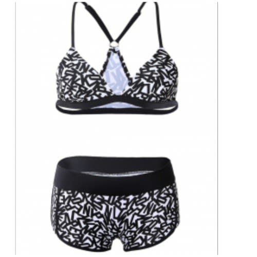 Trim Triangular Bikini And Boardshort Swimsuit - Black