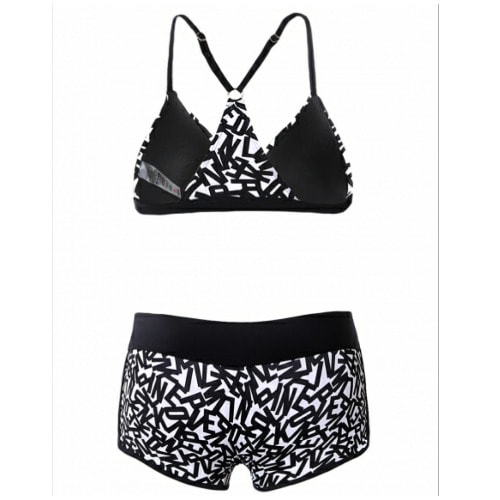 Trim Triangular Bikini And Boardshort Swimsuit - Black