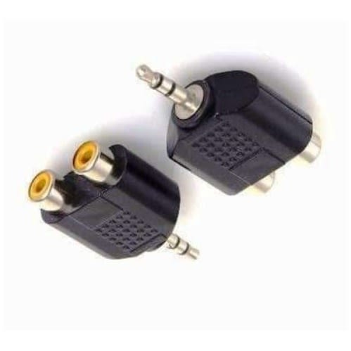 Male Jack To 2 Dual Rca Female Plug Av Stereo Audio Adapter Y Plug - 2pcs
