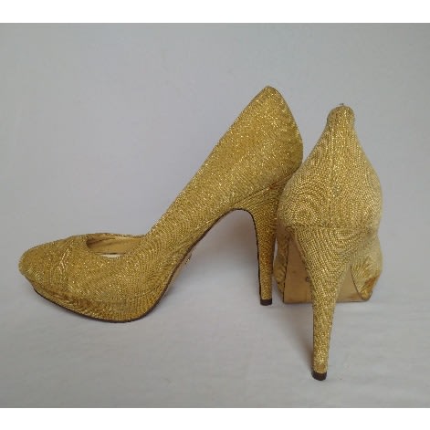Women's Bedazzled Heels Shoes -Gold