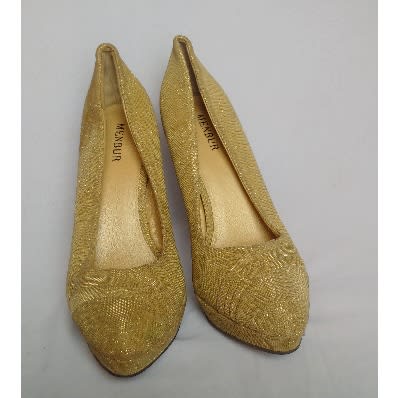Women's Bedazzled Heels Shoes -Gold