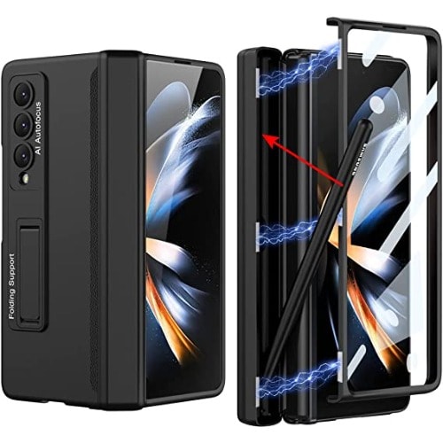 Full Protection Magnetic Case Build In S Pen Holder And Kickstand For Galaxy Z Fold 4 2022