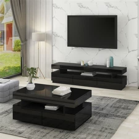 Glossy Tv Stand With Center Table
