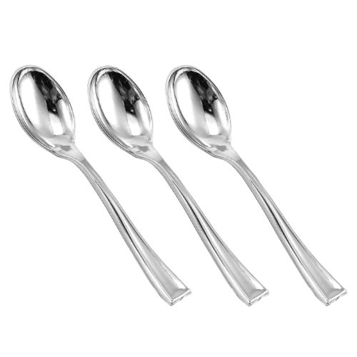 Disposable Plastic Spoons - 24pcs - Silver