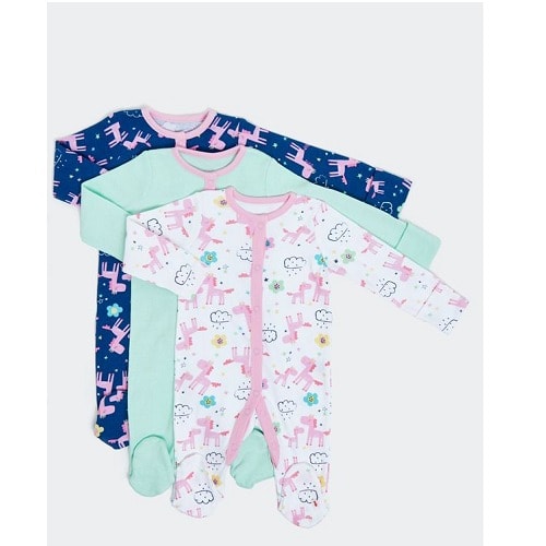 Baby Girls Sleepsuits - 3 Pack
