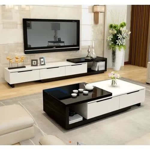 Glossy Rico Tv Stand With Center Table - Multicolour