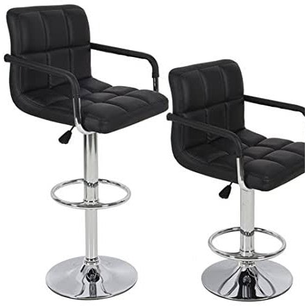 High Bar Stool With Arm And Back Rest - Set of 2 - Black