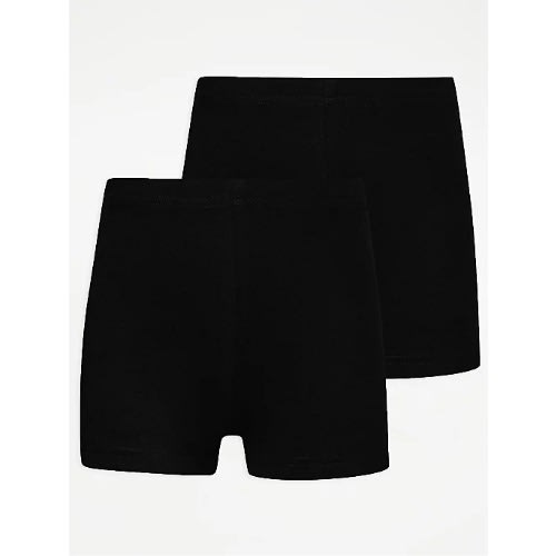 Girls  Jersey School Shorts 2 Pack -Black