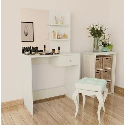 J Best -dressing Table With Mirror White