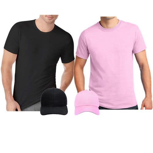 Unisex Fashion Combo - T-shirts & Caps - Black/pink