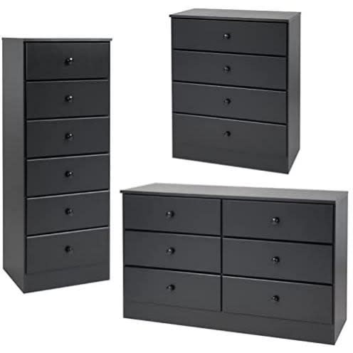 Home Square  3-piece Set With Lingerie Double Dresser And 4-Drawer Chest