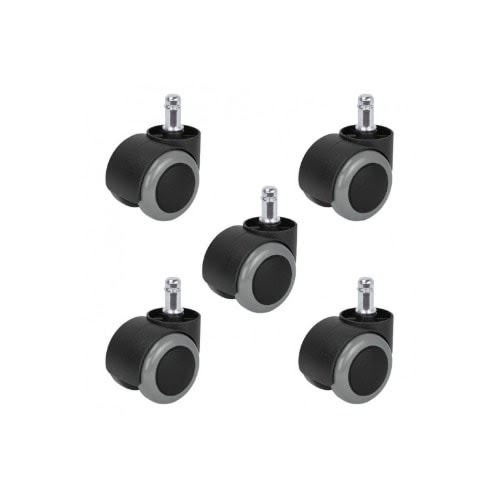 Twin Office Chair Wheel Fixed Type Replacement Caster Roller - 5 Pcs