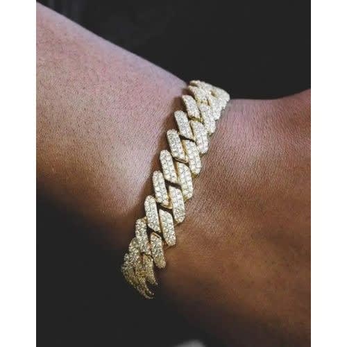 Ice Stone Cuban Link Bracelet - Gold