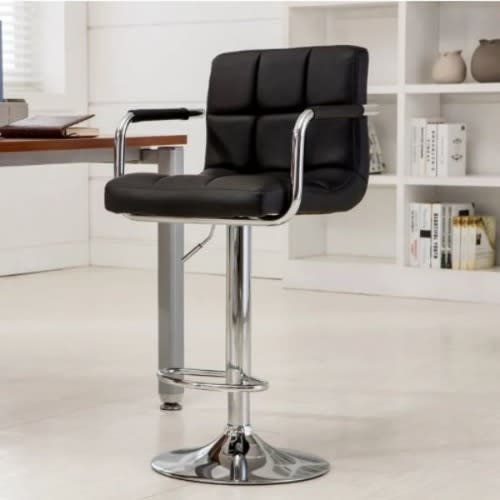 Adjustable Bar Stool With Arm And Back Rest - Black