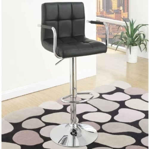 Adjustable Bar Stool With Arm And Back Rest - Black