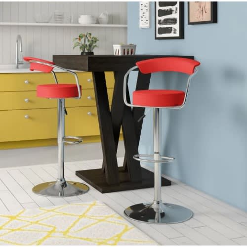 Bar Stool -02 - Set Of 2 - Red