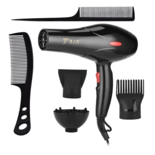 Hair Dryer With 4 Components - Black And Red - 2200W