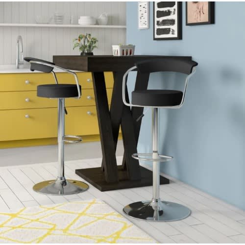Swivel Adjustable Height Bar Stool -01 - Set Of 2 - Black