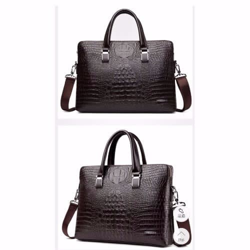 Men's Crocodile Skin Messenger Bag - Brown
