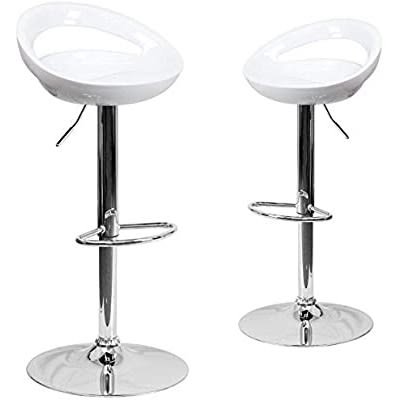 Gloss Abs Sleek Plastic Bar Stools - Set Of 2 - White