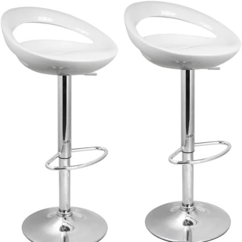 Gloss Abs Sleek Plastic Bar Stools - Set Of 2 - White
