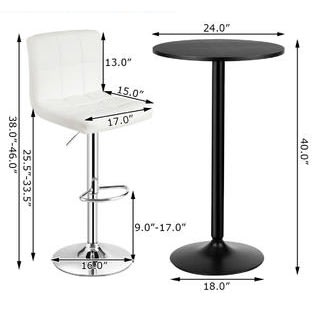 Costway 3 Pieces Bar Table Set - White