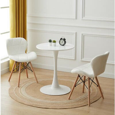 Padded Dining Chairs With Beechwood Legs - Set Of 2 - White