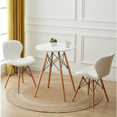 Padded Dining Chairs With Beechwood Legs - Set Of 2 - White