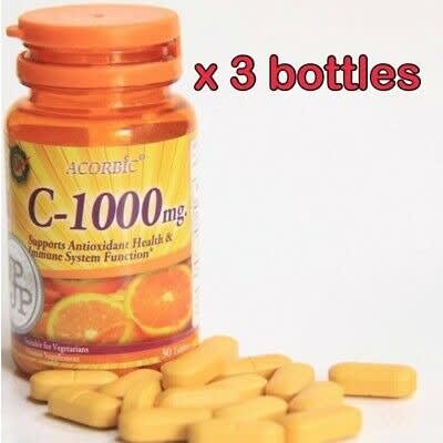 Acorbic Vitamin C 1000mg 60 Tablets X 3pcs