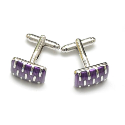Aria Steel Cufflinks - Purple