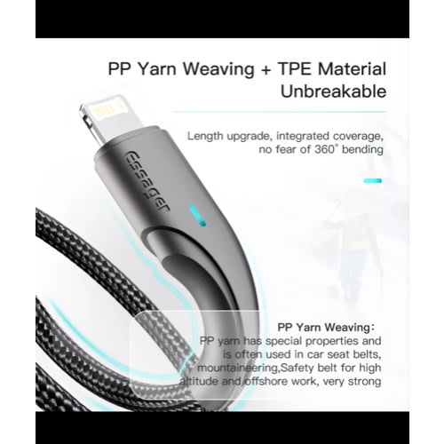 Essager -  Usb Cable For iPhone -  Black