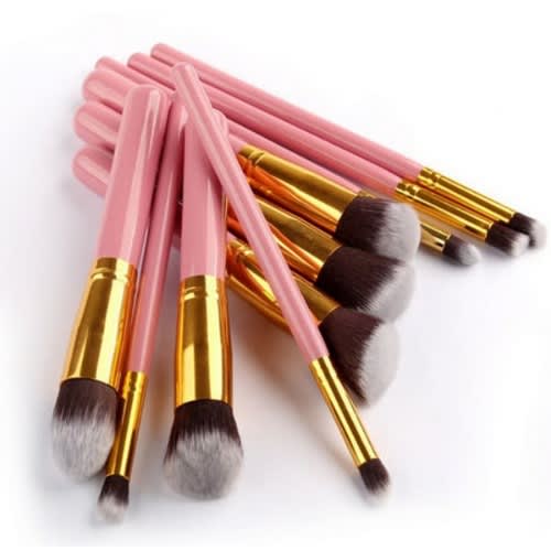 10-piece Kabuki Sculpt Makeup Brush Set - Pink