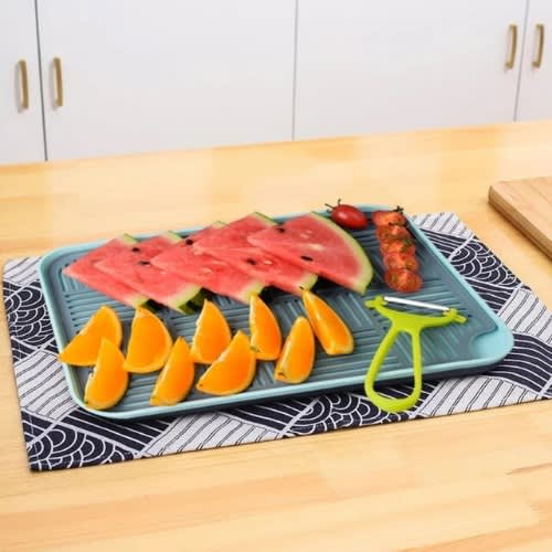 Set Of Double Layer Dish Drainer Fruit Tray - Storage Drying Rack - 3 Pcs
