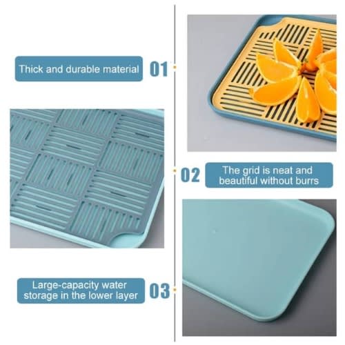 Set Of Double Layer Dish Drainer Fruit Tray - Storage Drying Rack - 3 Pcs