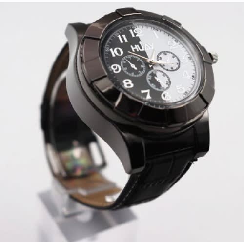 Leather Rechargeable USB Lighter Men's Electronic Wrist Watches - Black