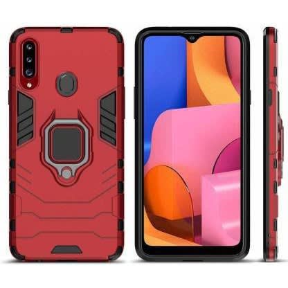 Back Cover For Samsung Galaxy A20s - Defender Case With 360 Degree Metal Rotating Finger Ring