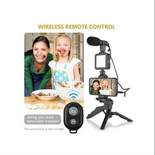 Phone Vlog Video Kit With  Tripod - Video Light - Shutter & Microphone