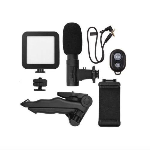 Phone Vlog Video Kit With  Tripod - Video Light - Shutter & Microphone