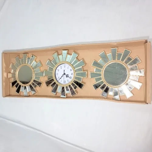 3pcs Wall Decor Mirror & Clock