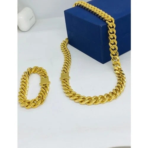 Fashion Front Set Of Cuban Chain With Bracelet