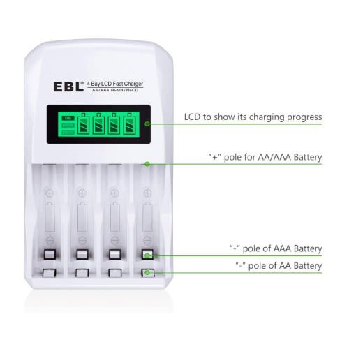 Individual Lcd Charger + 8 2800mah Aa Rechargeable Batteries