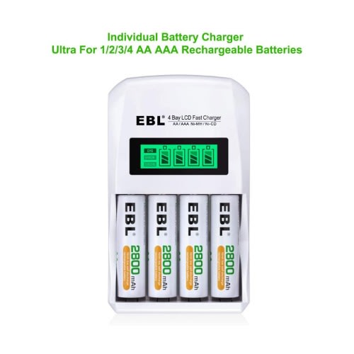 Individual Lcd Charger + 8 2800mah Aa Rechargeable Batteries