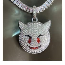 Iced Out Cuban Link Choker With Clown Pendant Silver
