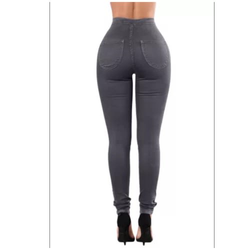 High Waist Skinny Jeans With Round Pockets - Jeans